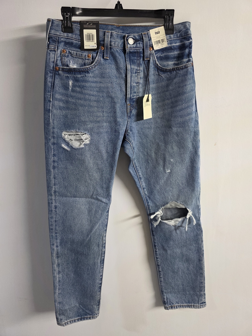 NWT Levi's 501 Skinny High Rise Jeans Distressed Look 28x28 Boy Friend Jeans